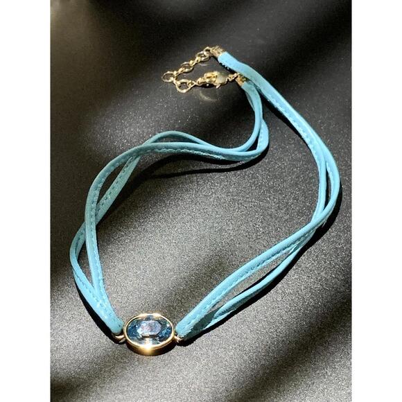 Jewelry - 💙 Turquoise Blue Crystal Suede Necklace – A Soft Whisper of Light & Love